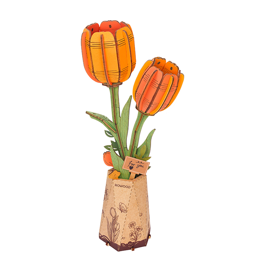 Puzzle 3D Flores - Tulipanes Naranja